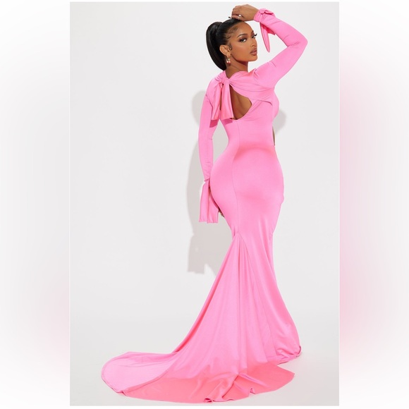 Pre-owned in perfect condition Fashionnova Tied to you maxi dress in neon pink L - Picture 3 of 12